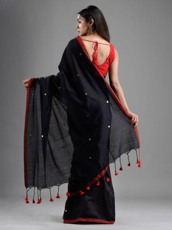 Khadi Saree With Gini Work Khadi Saree With Gini Work